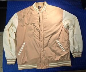 CSG Bomber Jacket Men's 3XL Beige Cream Snap Front Lightweight Coat